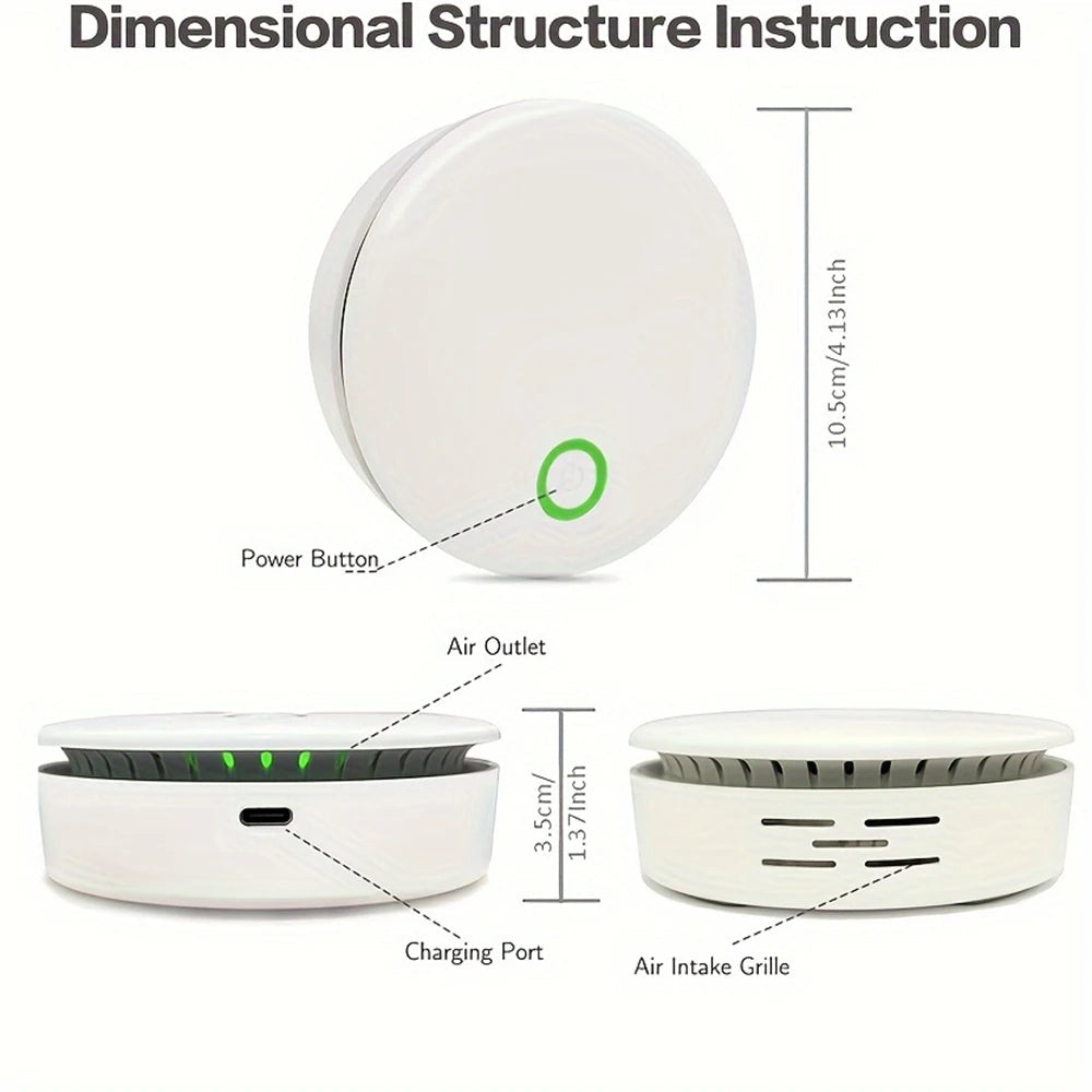 Portable Air Purifier & Odor Eliminator for Fridge, Car, Closet, USB