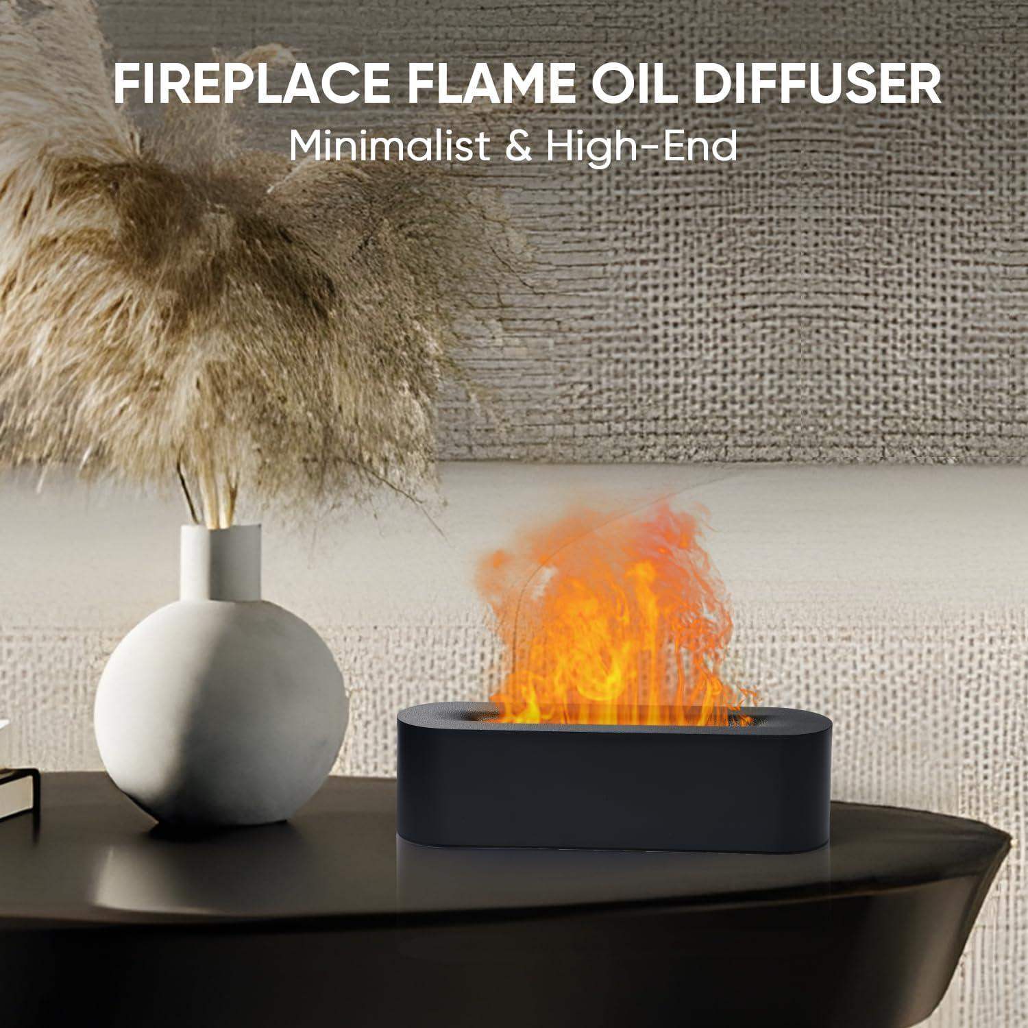 Flame Essential Oil Diffuser & Humidifier, 150ml, 7 LED Colors, Remote
