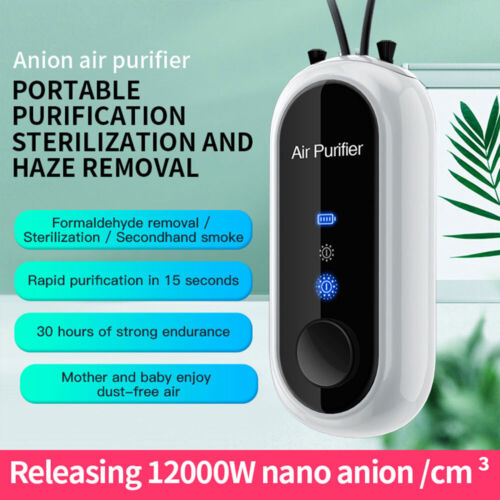 Wearable Air Purifier Necklace, Negative Ion, USB Rechargeable, 5dB Quiet