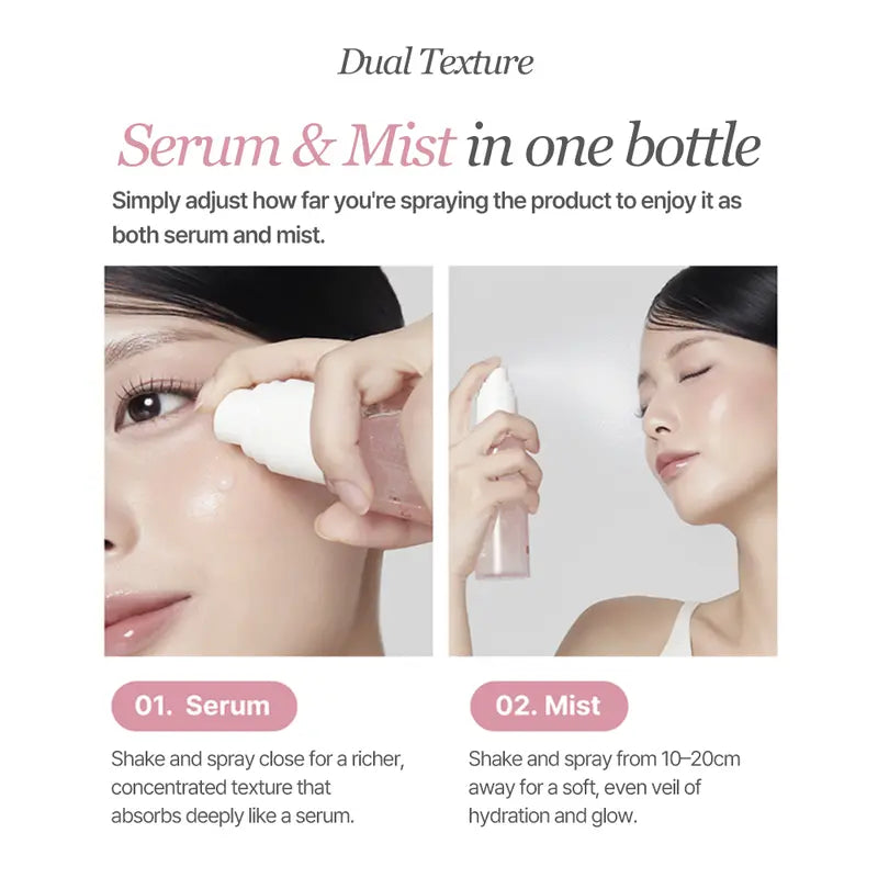 Pink & Gold PDRN Kojic Acid Jelly Mist Serum Duo for Hydration, Radiance & Brightening