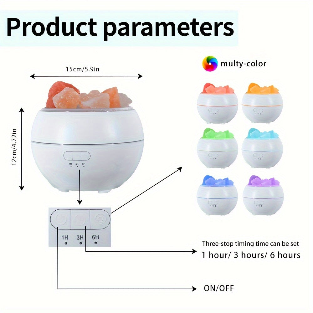 3-in-1 Essential Oil Diffuser, Salt Lamp & Humidifier, 360ml, USB, Quiet