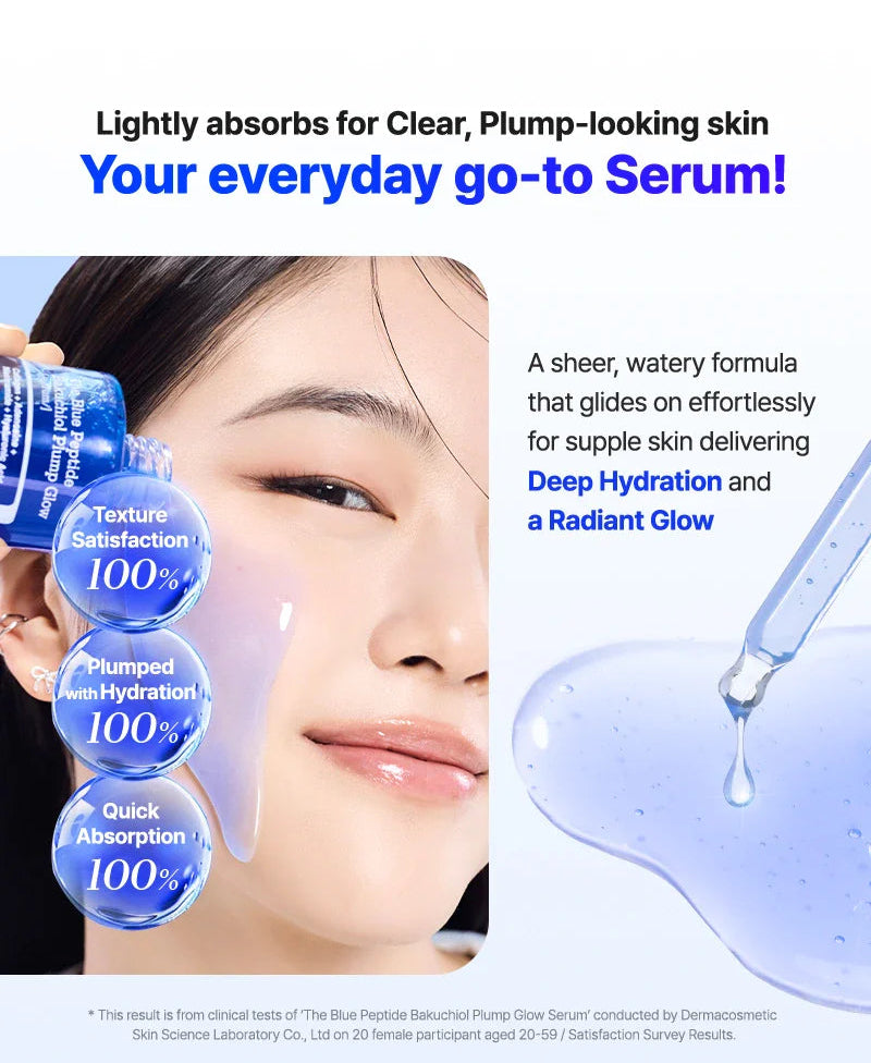 The Blue Peptide Bakuchiol Plump Glow Serum for Pores and Dark Spots