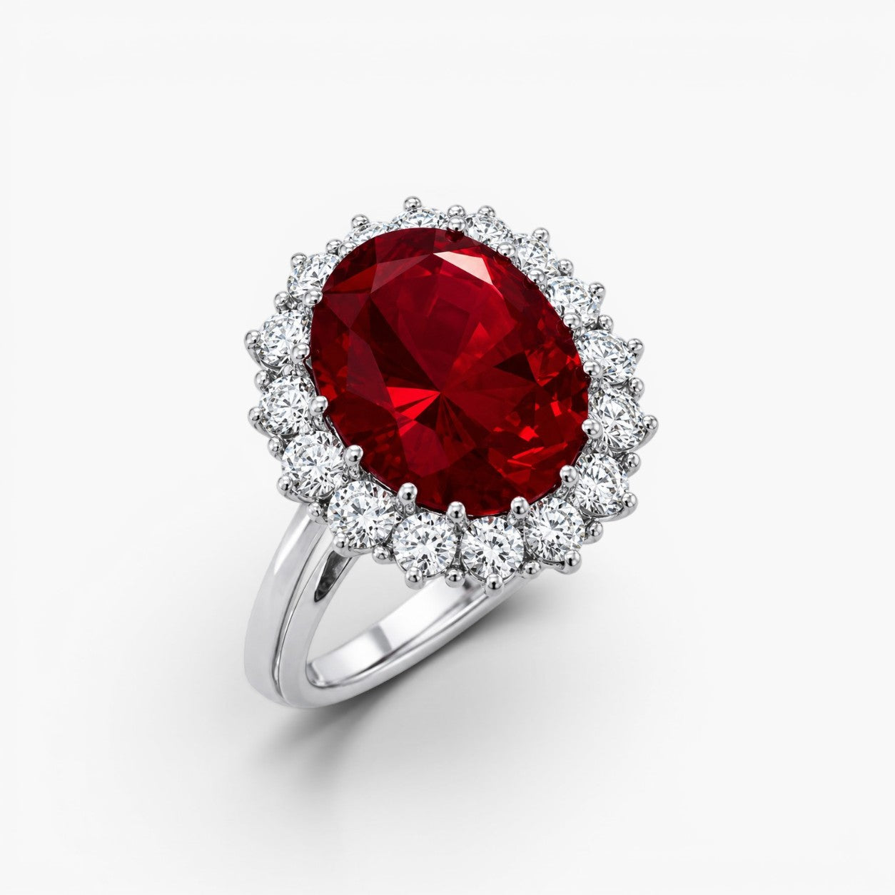 Scarlet Ruby Halo Ring