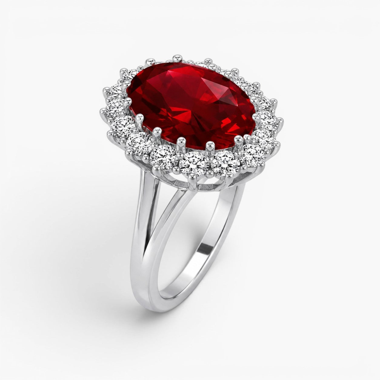 Scarlet Ruby Halo Ring