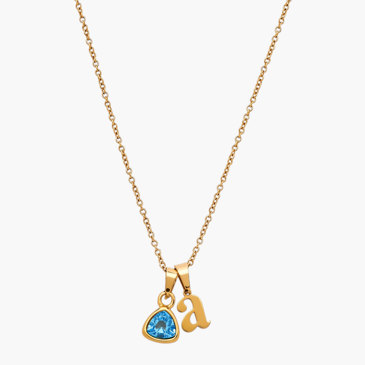 Cursive Initial Birthstone Necklace