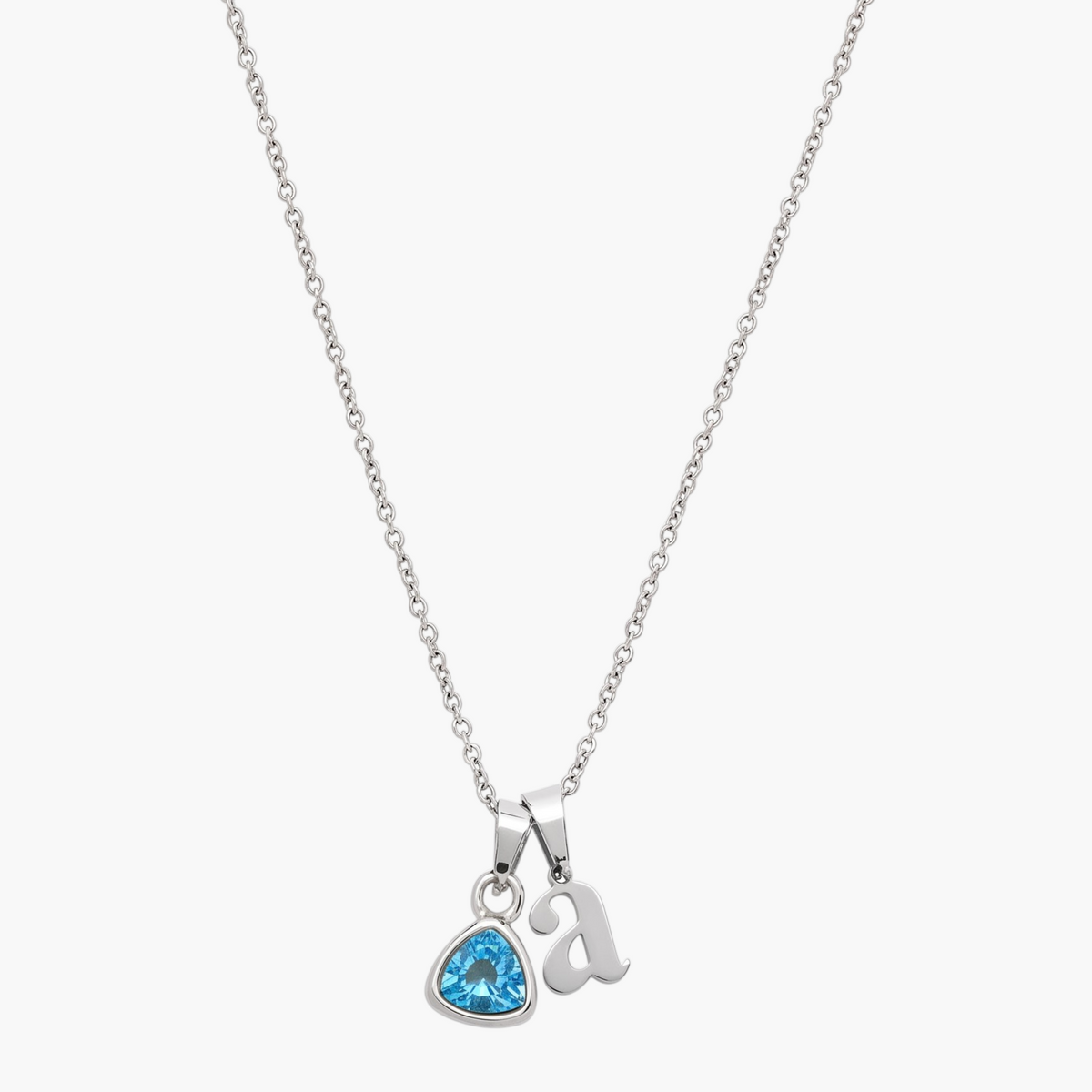 Cursive Initial Birthstone Necklace