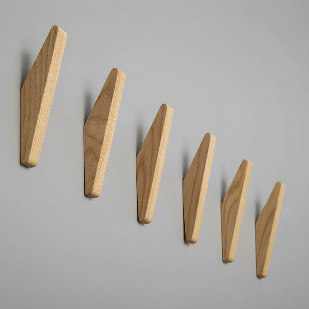 ElmHooks | Set of 6 Wooden Coat Hooks for Wall