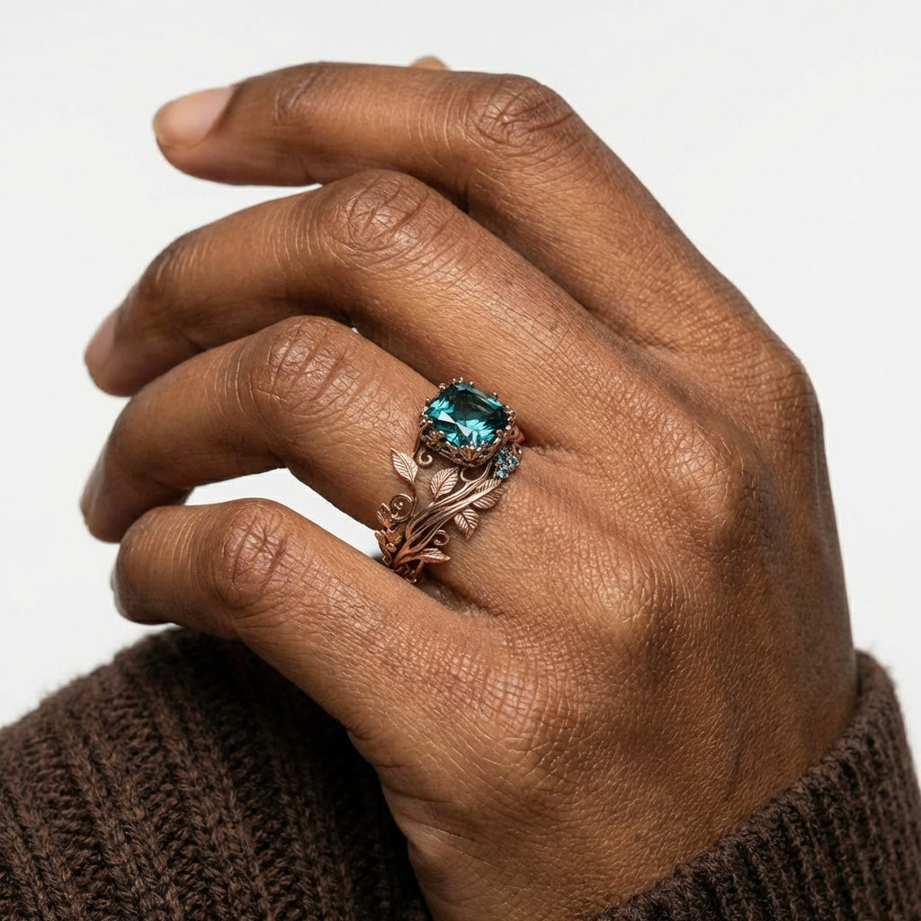 Vintage Nature Green Crystal Ring