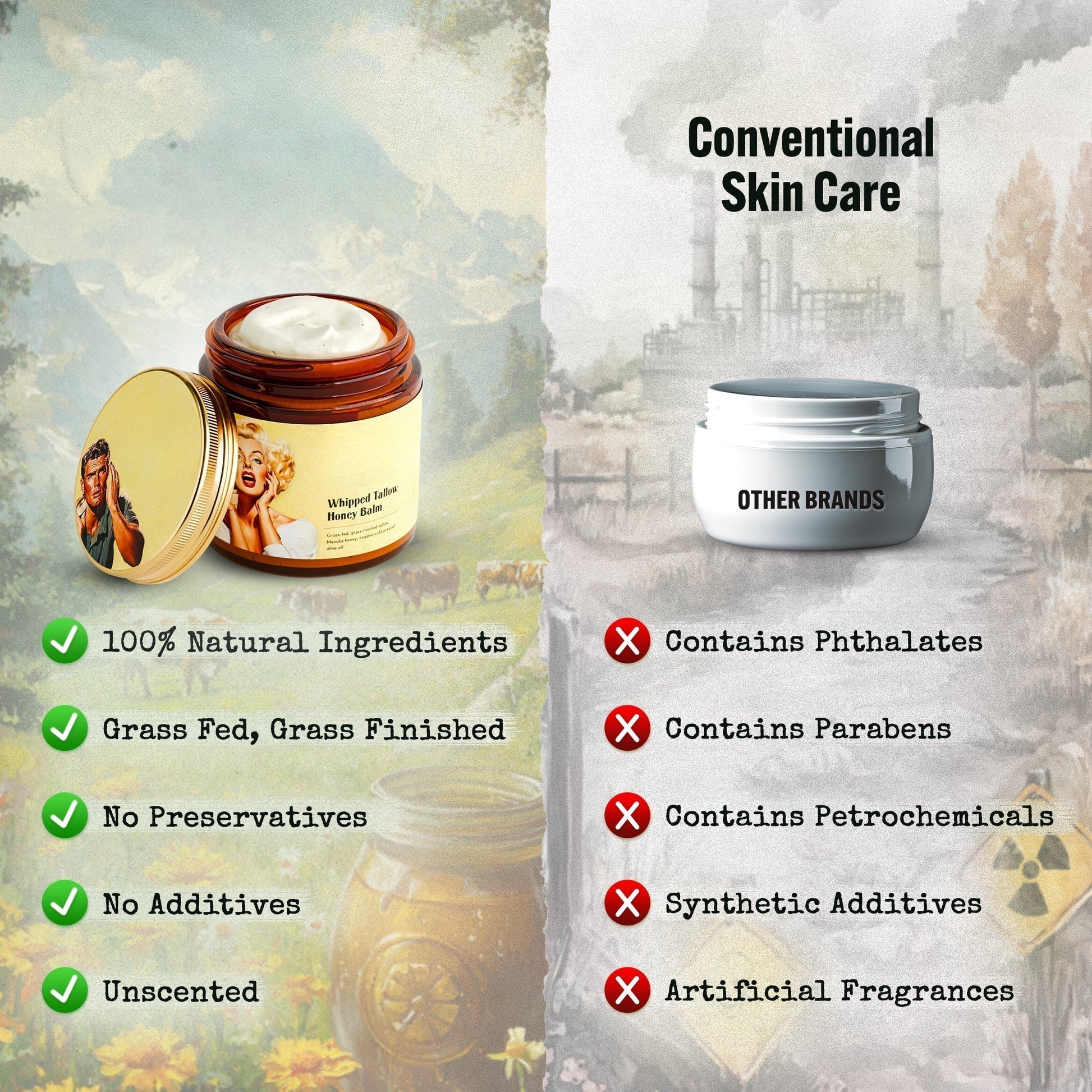Whipped Beef Tallow and Honey Balm for Dry Skin, Hydration and Dry Patches