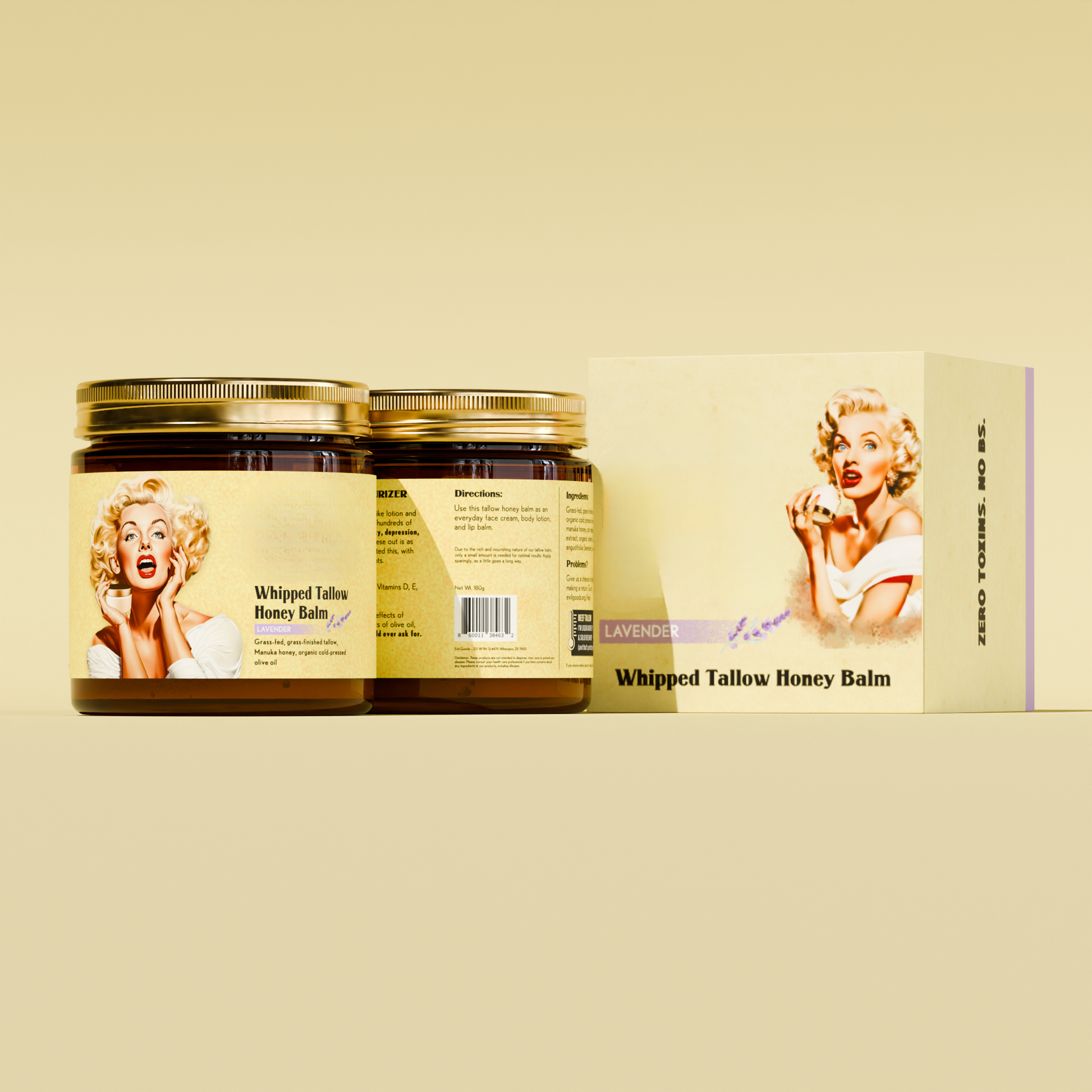 Whipped Beef Tallow and Honey Balm for Dry Skin, Hydration and Dry Patches