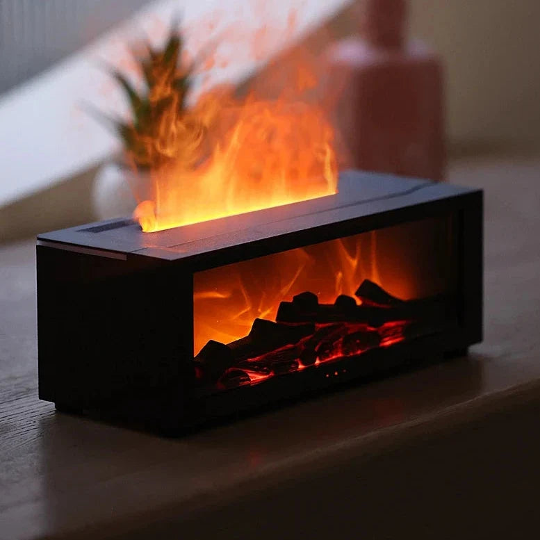 Aroma Diffuser & Humidifier, Fireplace Flame Effect, Timer, Remote, USB