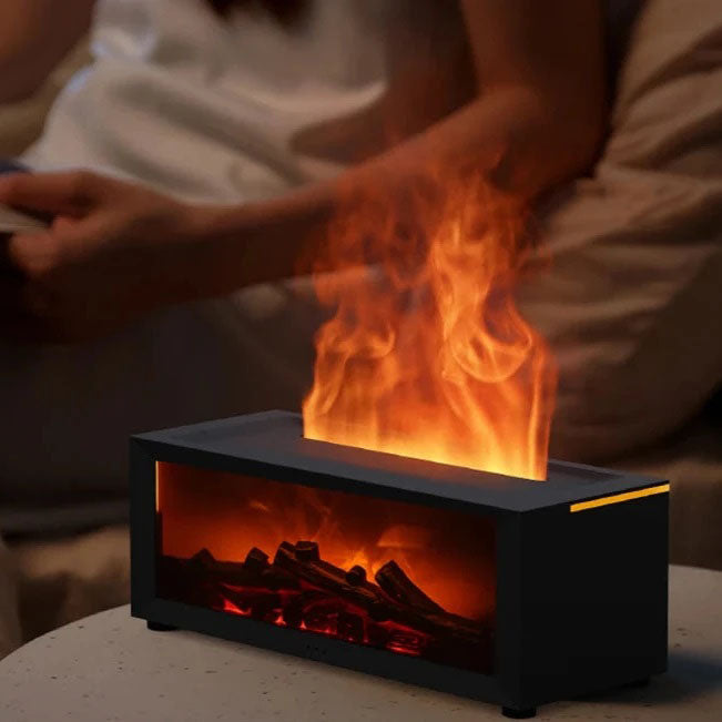 Aroma Diffuser & Humidifier, Fireplace Flame Effect, Timer, Remote, USB