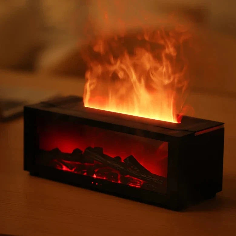 Aroma Diffuser & Humidifier, Fireplace Flame Effect, Timer, Remote, USB