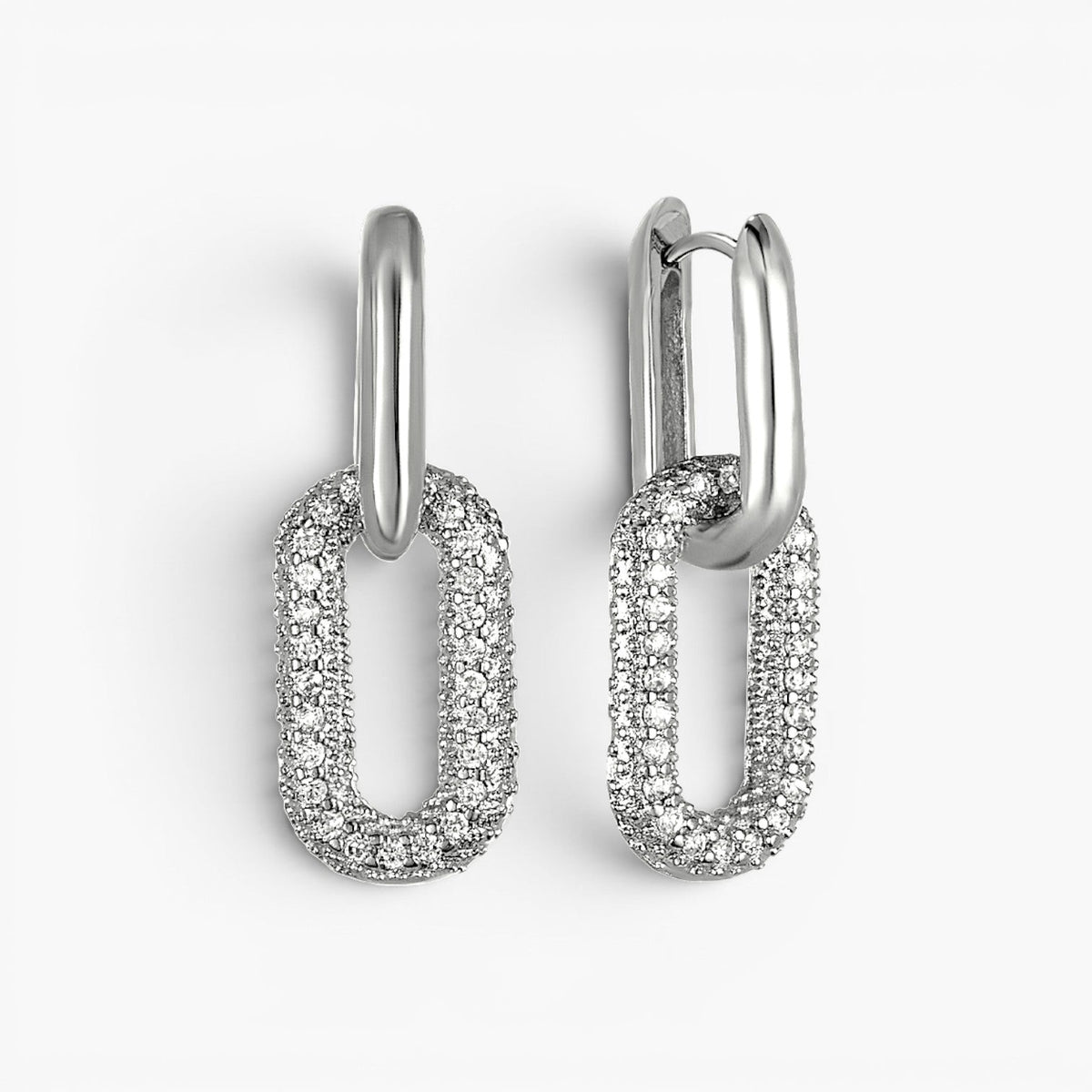 Pavé Paperclip Link Earrings