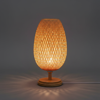 Vintage Bamboo Table Lamp | Rustic Bedside and Desk Lamp
