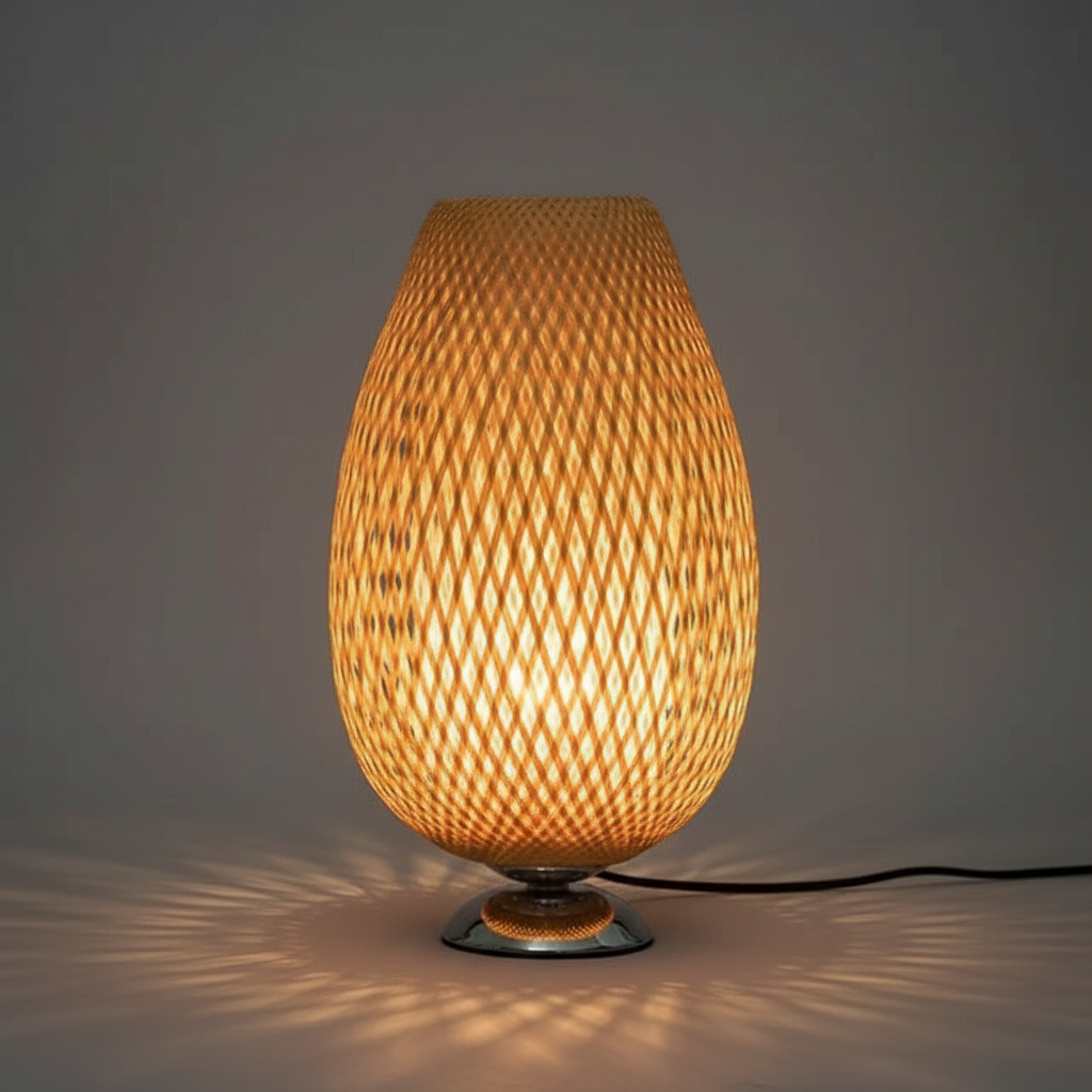 Vintage Bamboo Table Lamp | Rustic Bedside and Desk Lamp