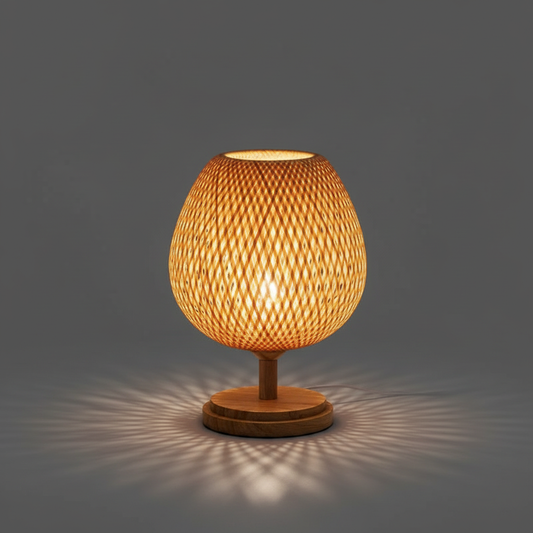 Vintage Bamboo Table Lamp | Rustic Bedside and Desk Lamp