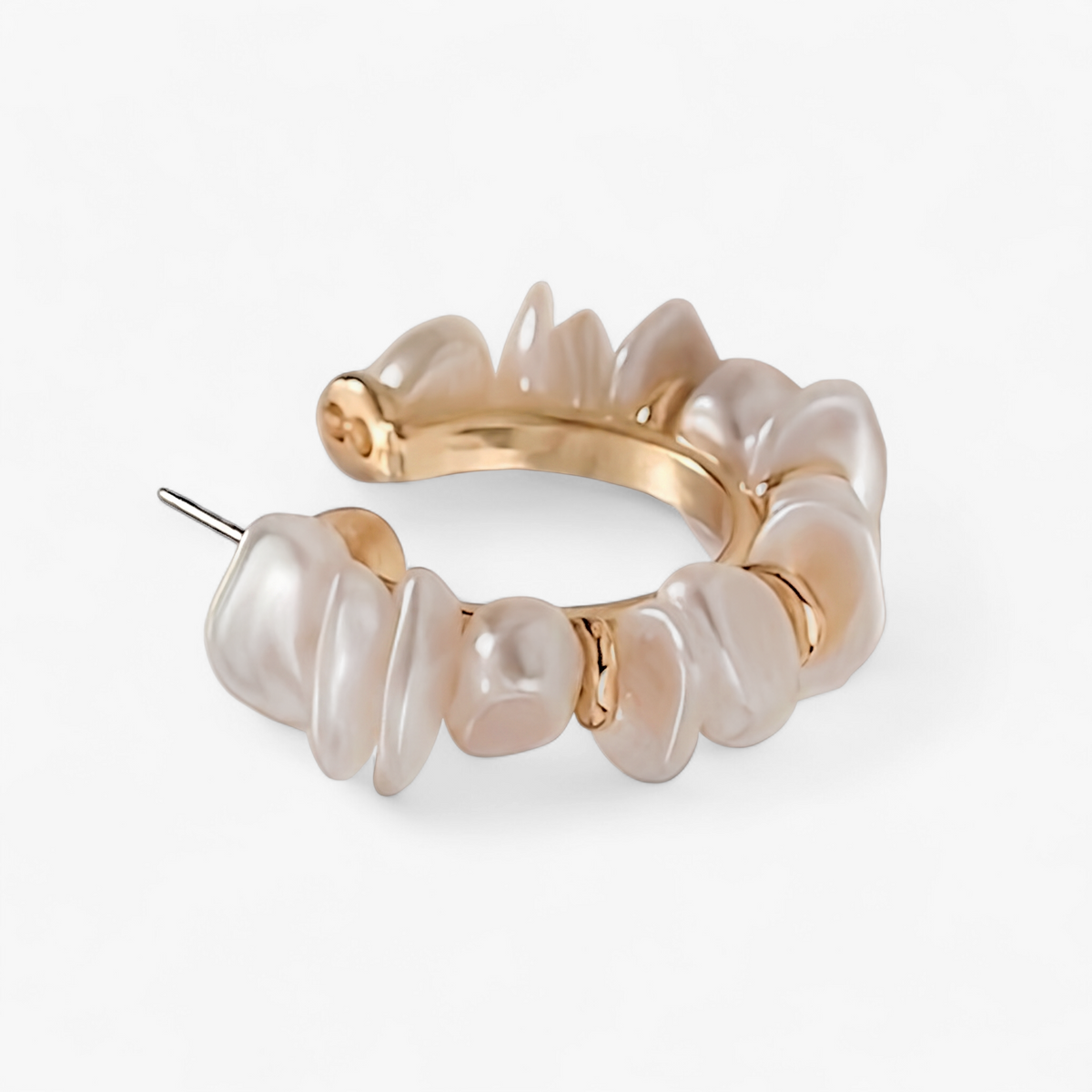 Baroque Pearl Gold Hoop Earrings - single hoop