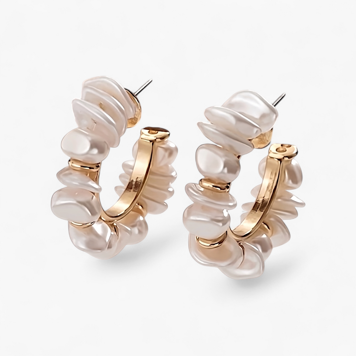 Baroque Pearl Gold Hoop Earrings