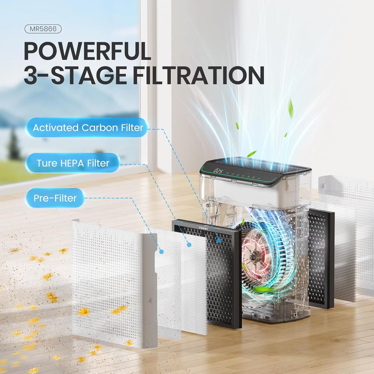 Smart Air Purifier for Home Large Room 1290 sq ft, WiFi, Timer, PM2.5