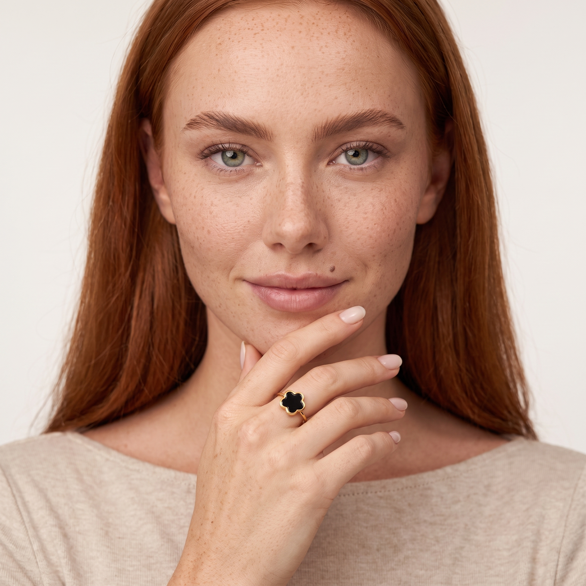 Black Clover Ring in Gold - worn