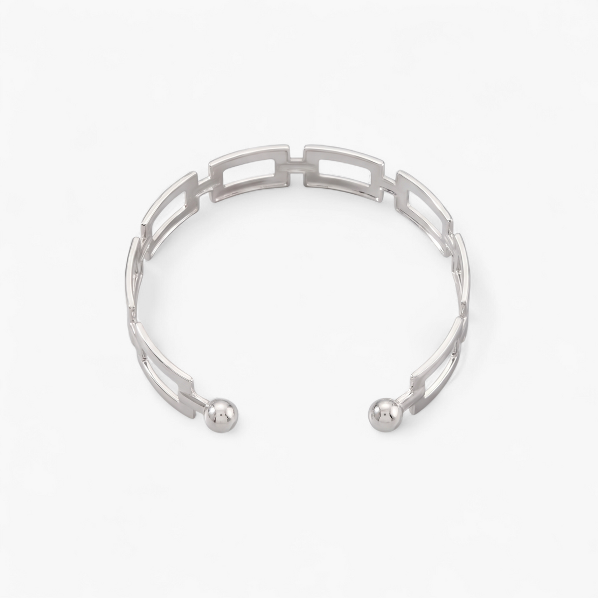 Geometric Cuff Bangle Bracelet - Silver