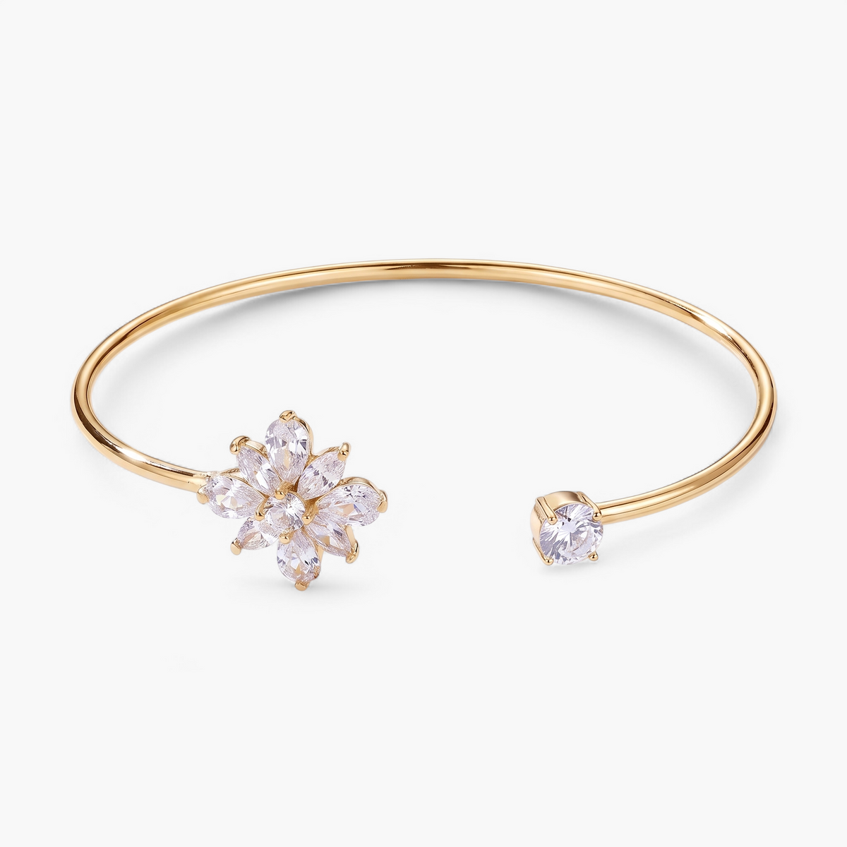 Flower Cuff Bangle Bracelet - Gold