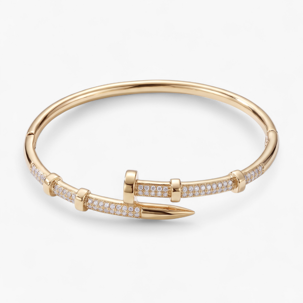 Pave Nail Bangle Bracelet - Gold