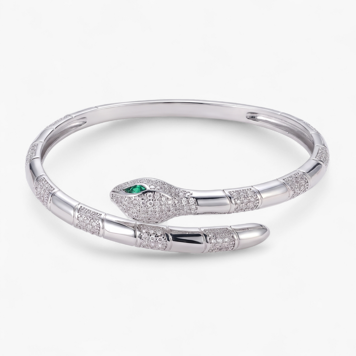 Snake Cuff Bangle Bracelet - Silver