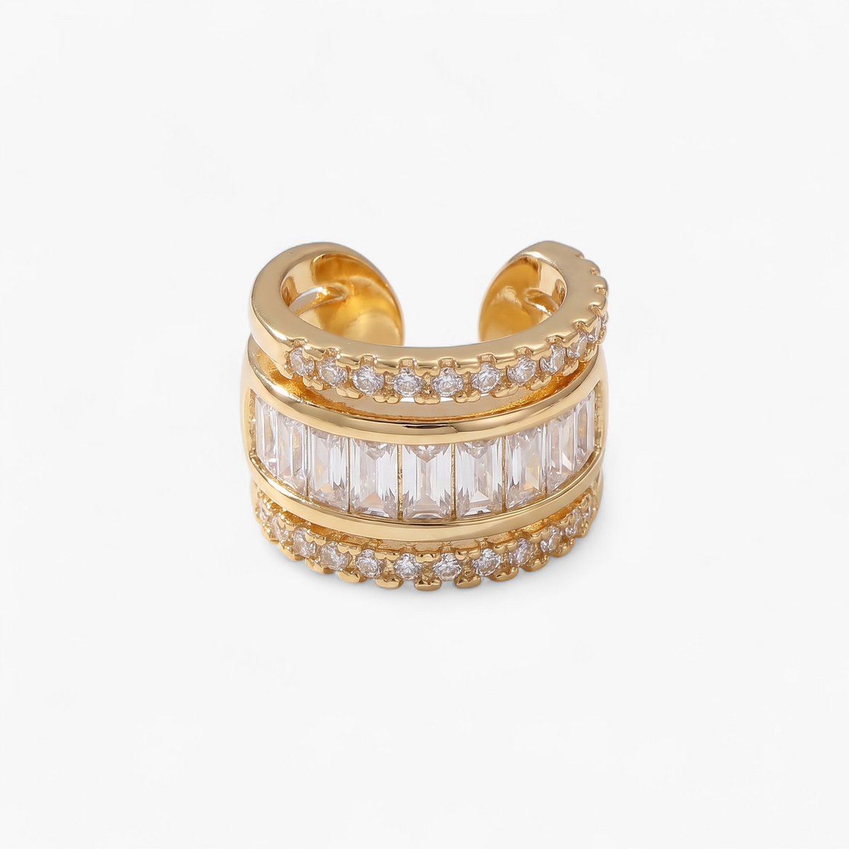 Baguette Ear Cuff Earrings - Gold