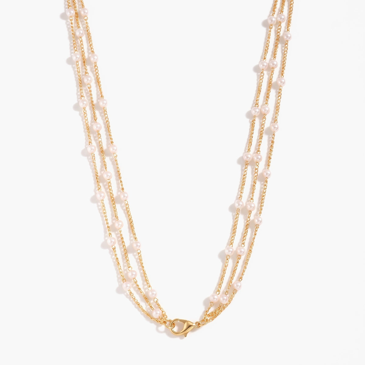 Pearl Chain Necklace - Gold