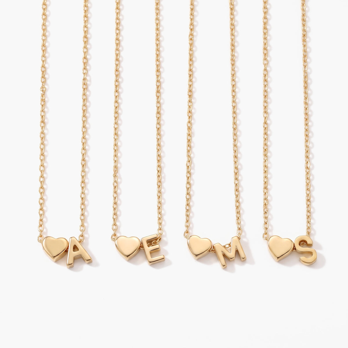 Heart Initial Necklace - Gold