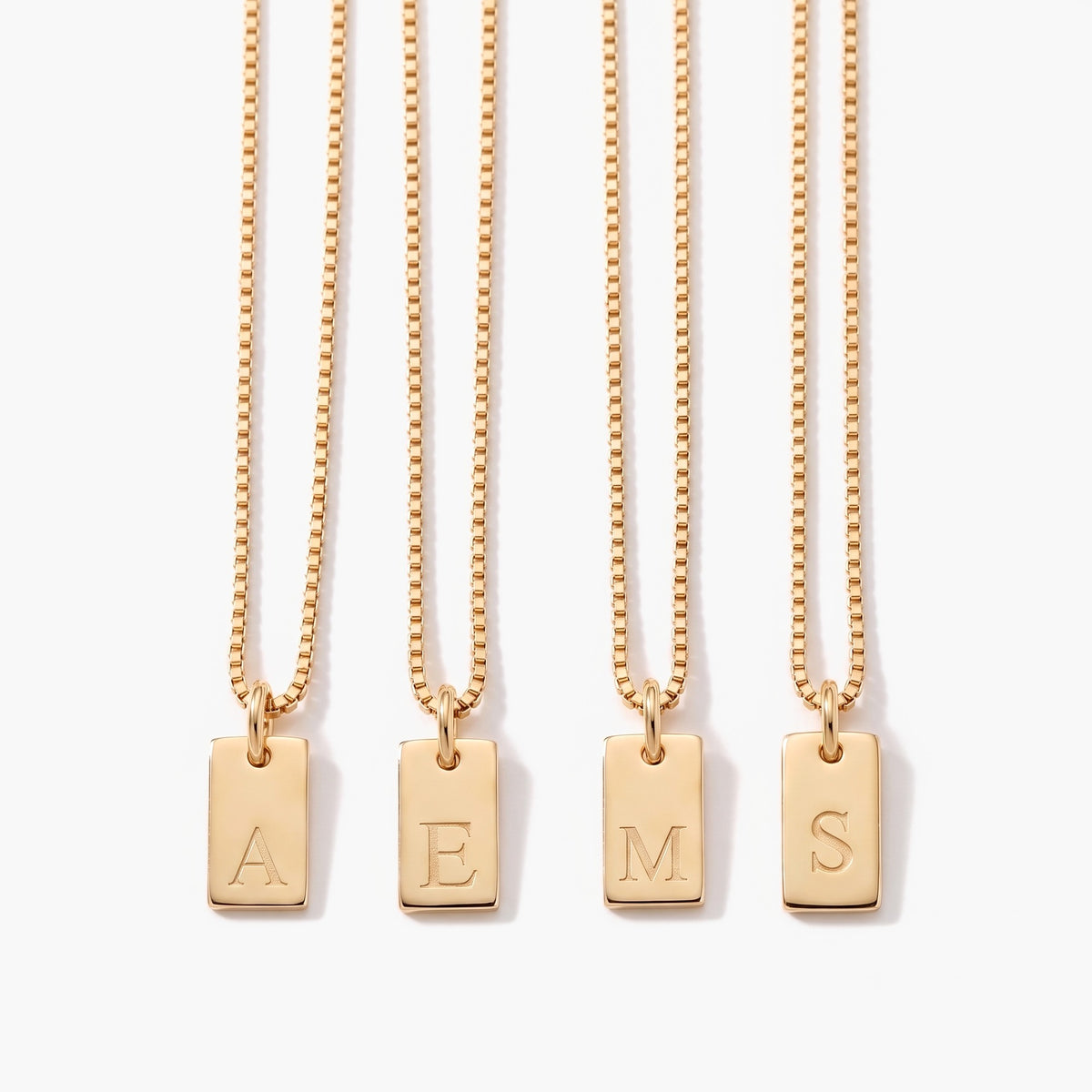 Tag Initial Necklace - Gold