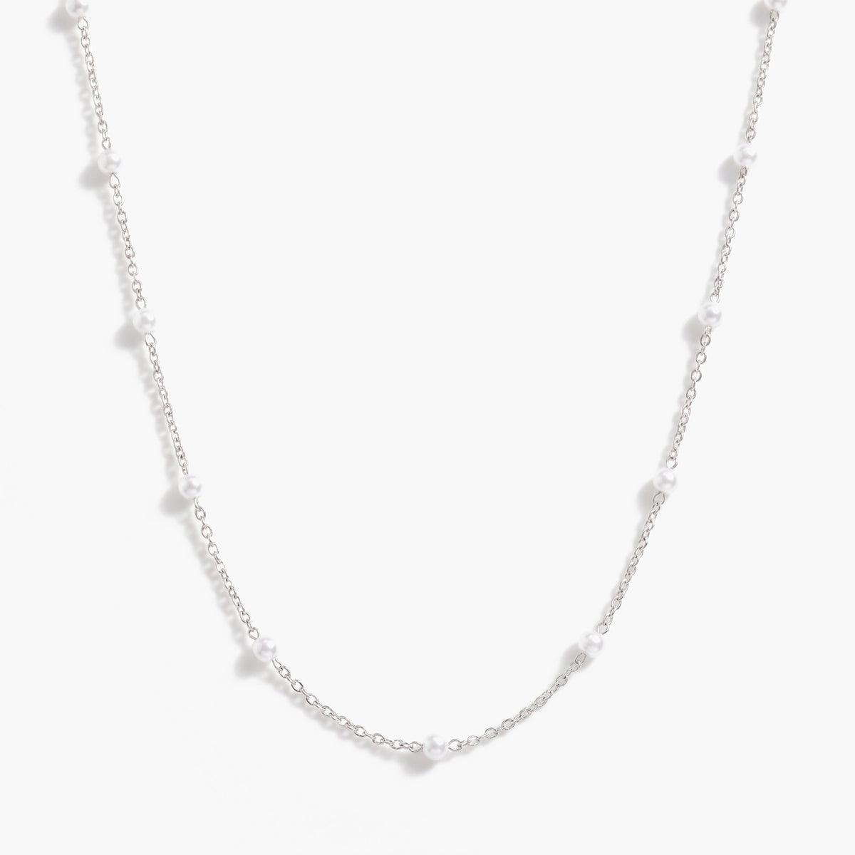 Pearl Beaded Necklace - Silver