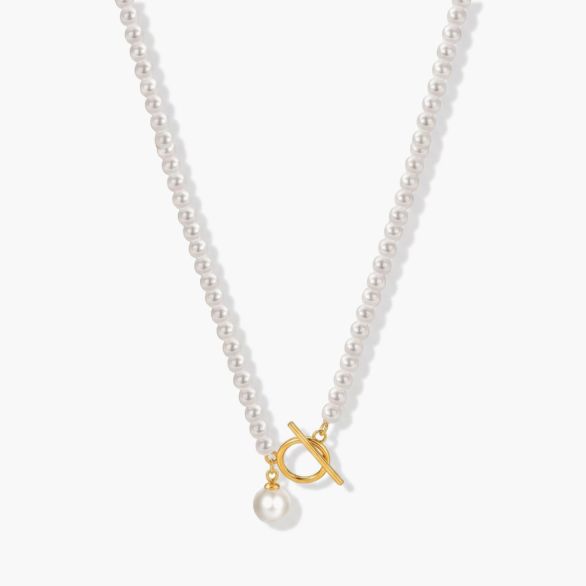 Vintage Pearl Toggle Necklace - Gold