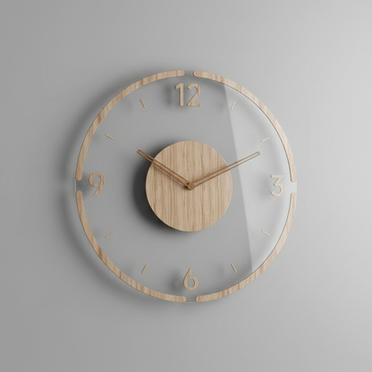 Clocky | Modern Silent Wall Clock Decor 35 cm Natural Wood