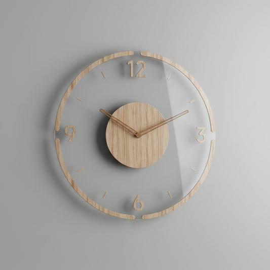 Clocky | Modern Silent Wall Clock Decor 35 cm Natural Wood
