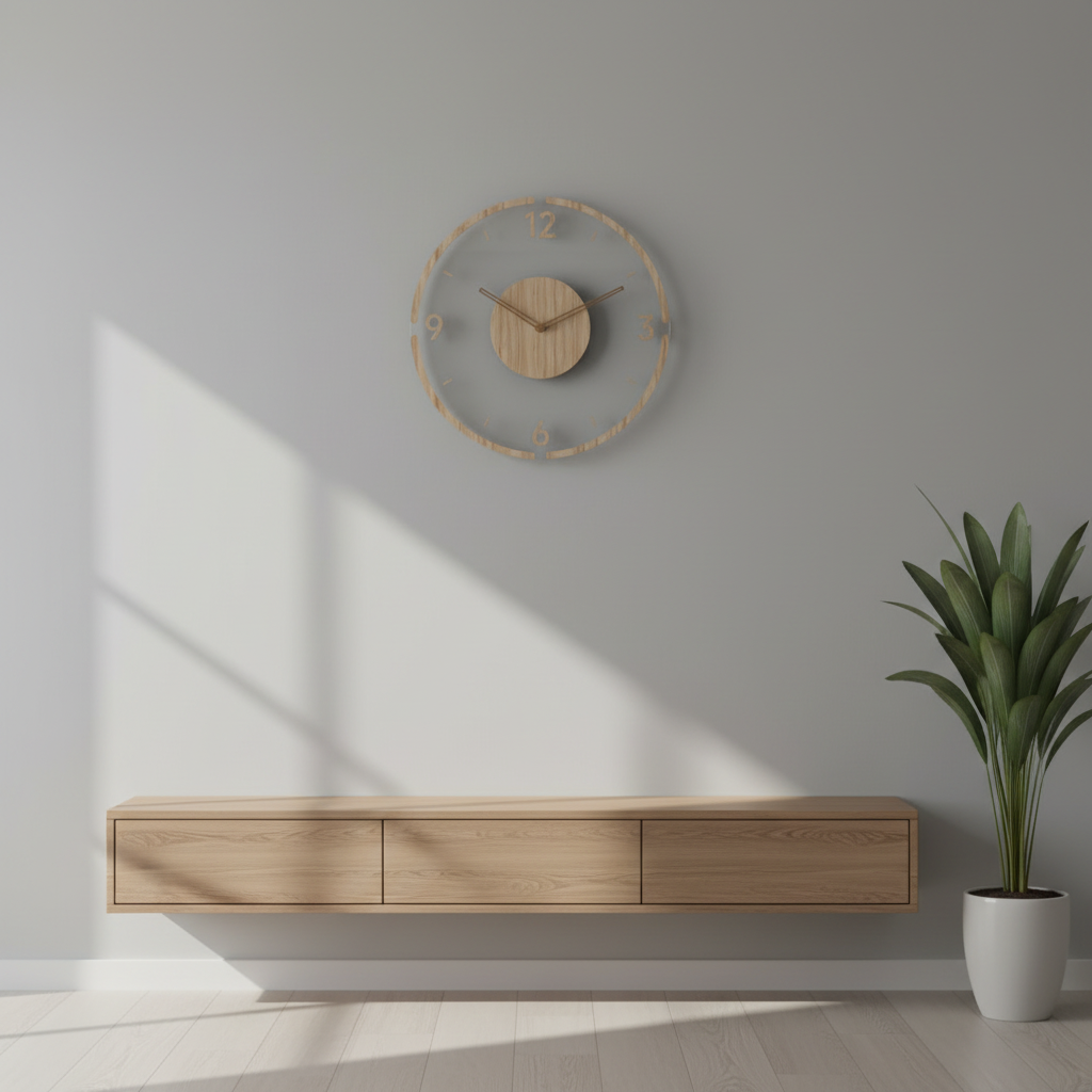 Clocky | Modern Silent Wall Clock Decor 35 cm Natural Wood