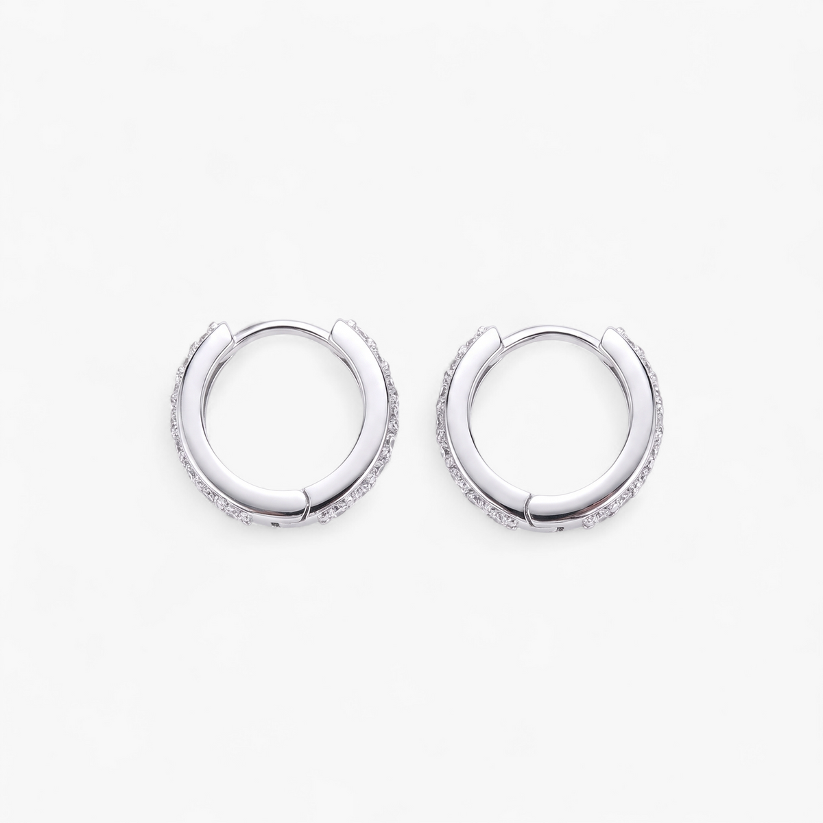 Cubic Zirconia Mini Hoop Earrings - Silver