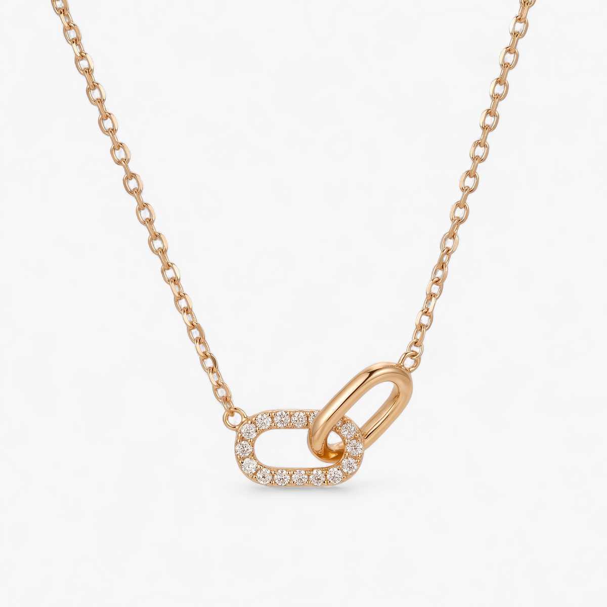 Cubic Zirconia Paperclip Pendant Necklace - Gold