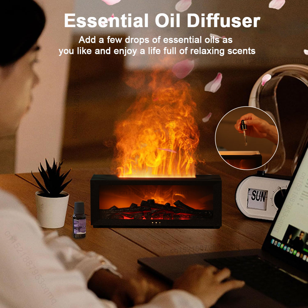 Aroma Diffuser & Humidifier, Flame Effect, 150ml, USB-C, Remote, 30dB