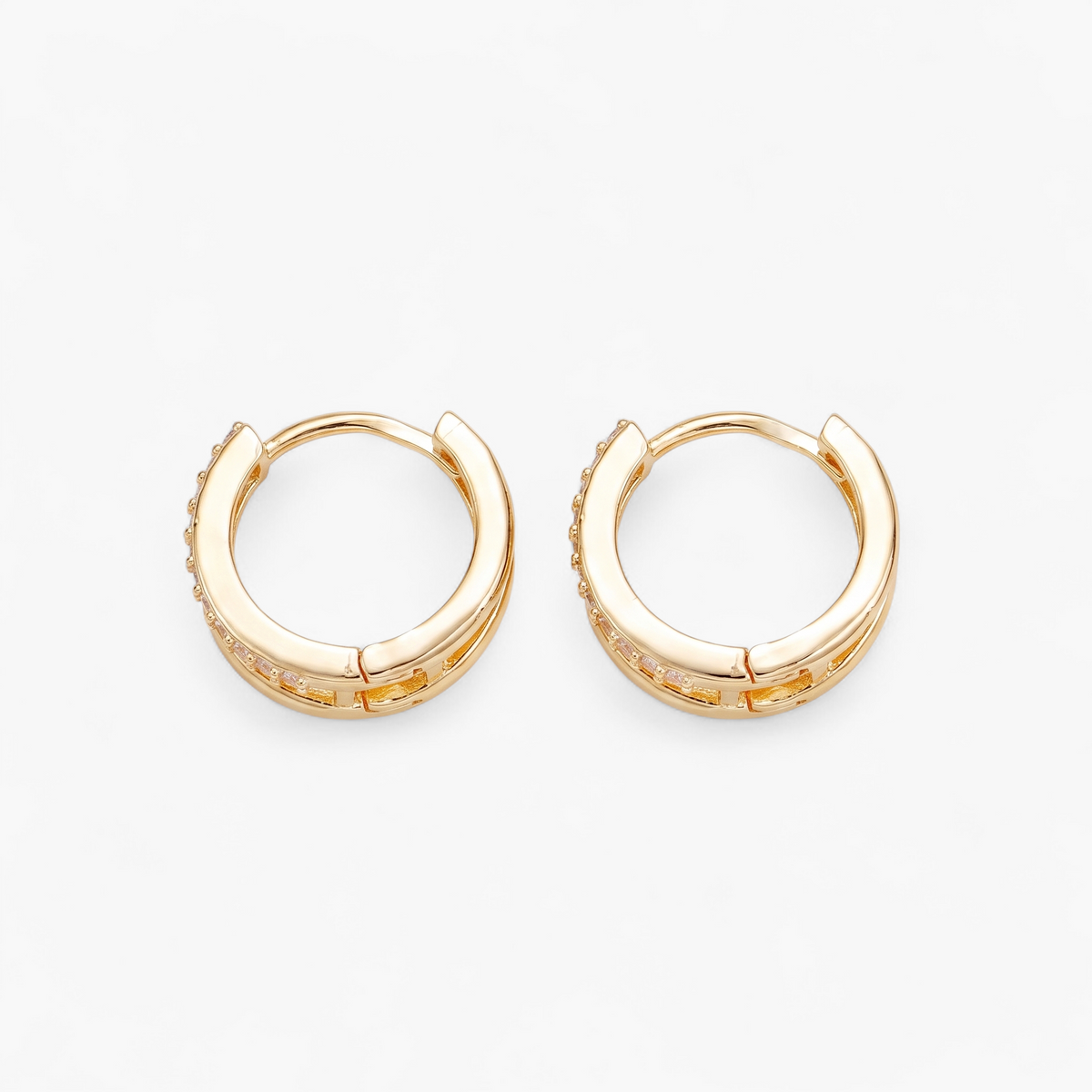Double Layer Mini Hoop Earrings - Gold