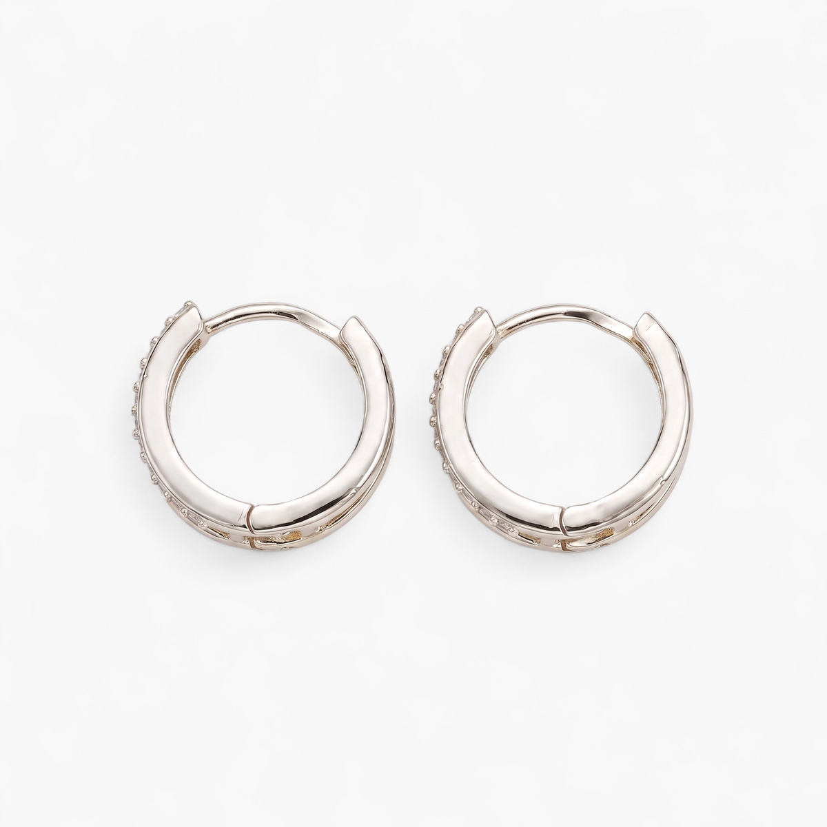 Double Layer Mini Hoop Earrings - Silver