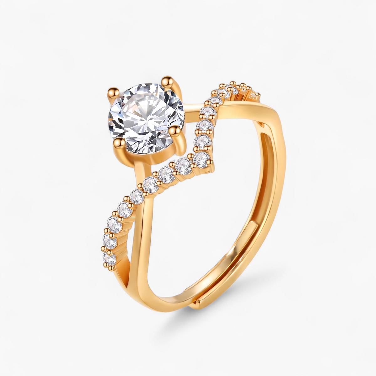 Princess Cut Cubic Zirconia Ring - Gold