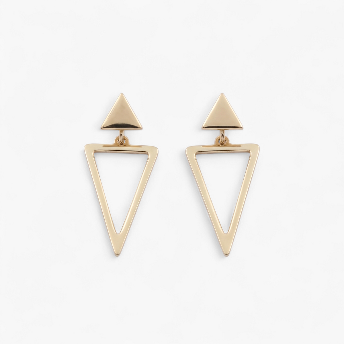 Geometric Triangle Stud Earrings - Gold