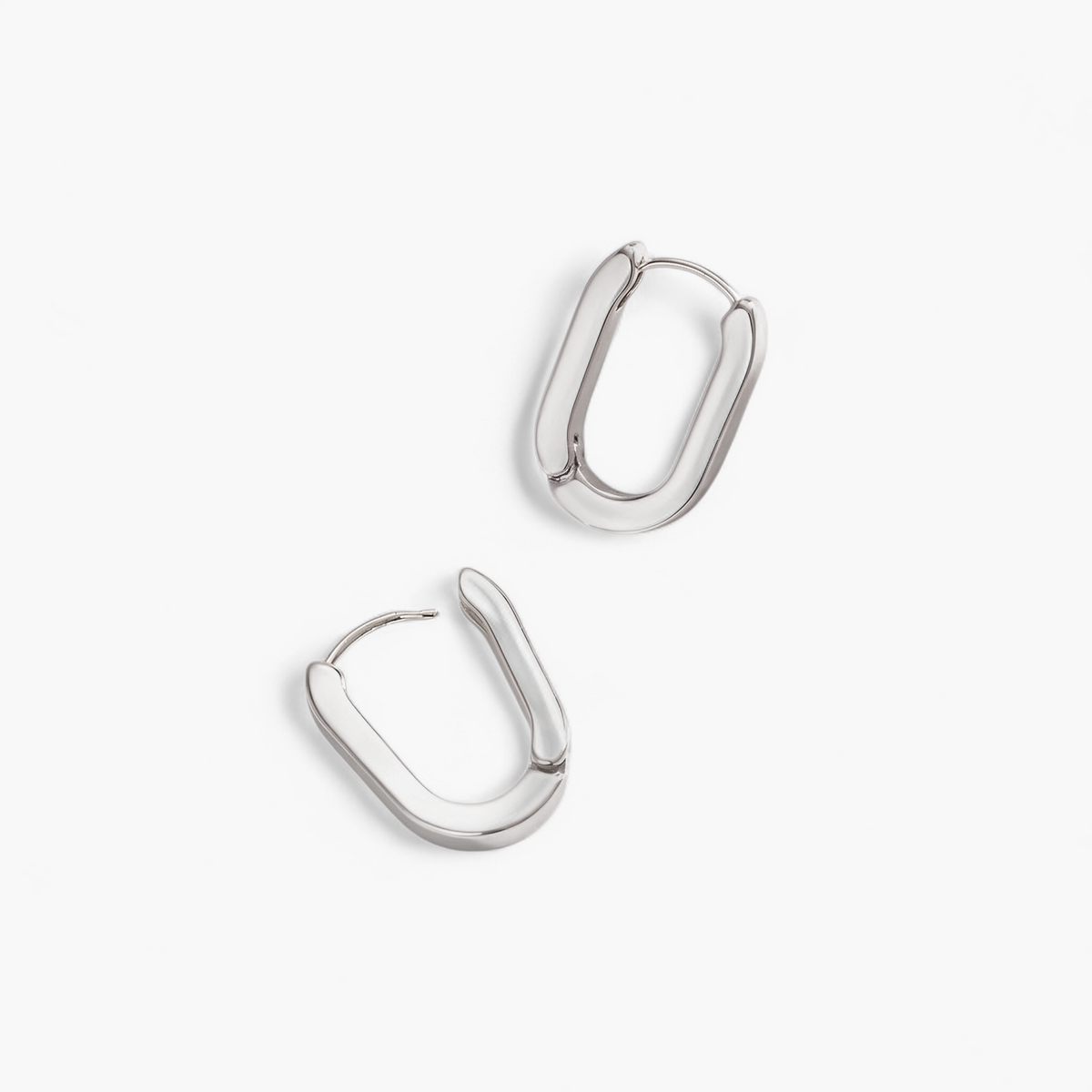 Oval Huggie Hoop Earrings - Silver
