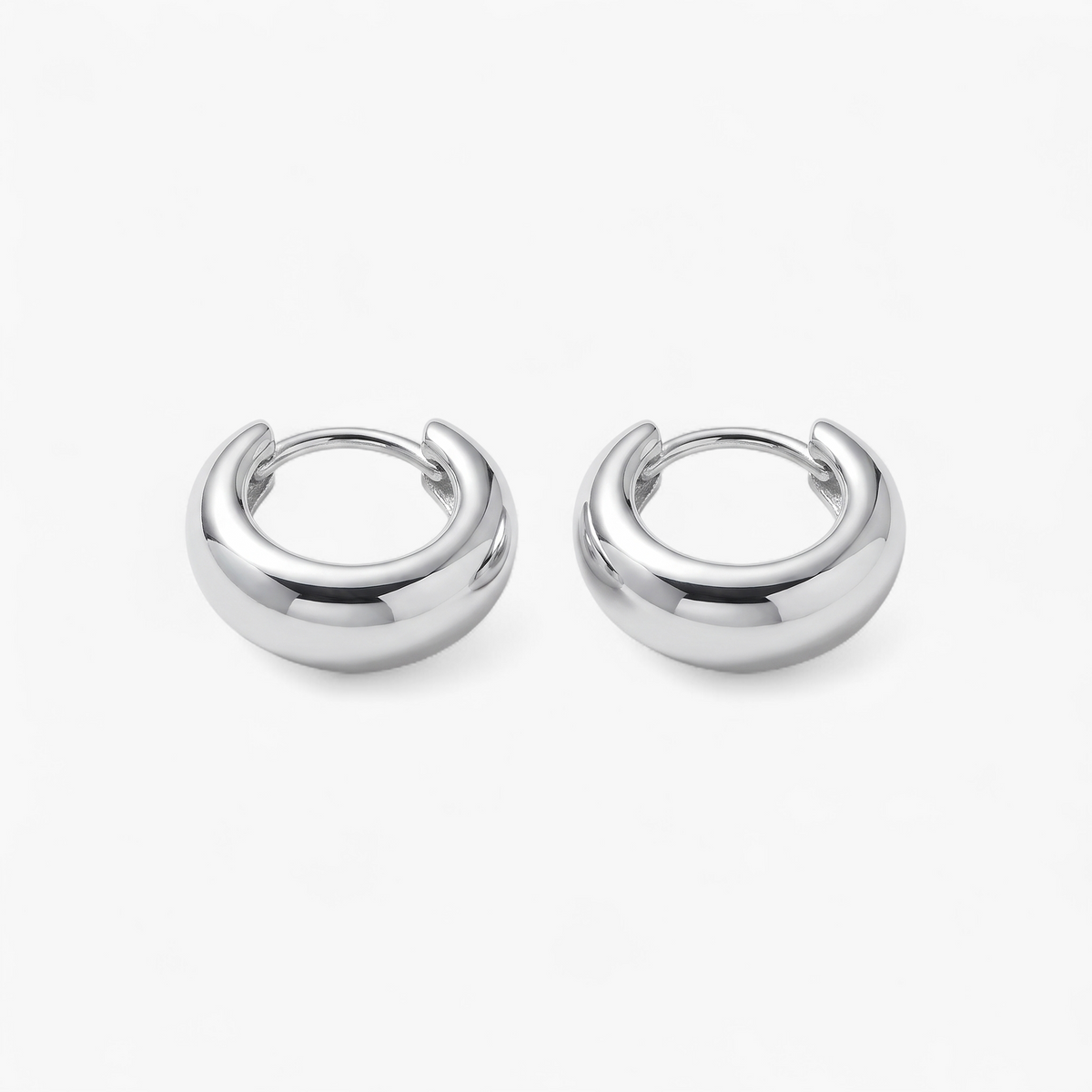 Small Chunky Hoop Earrings - Silver