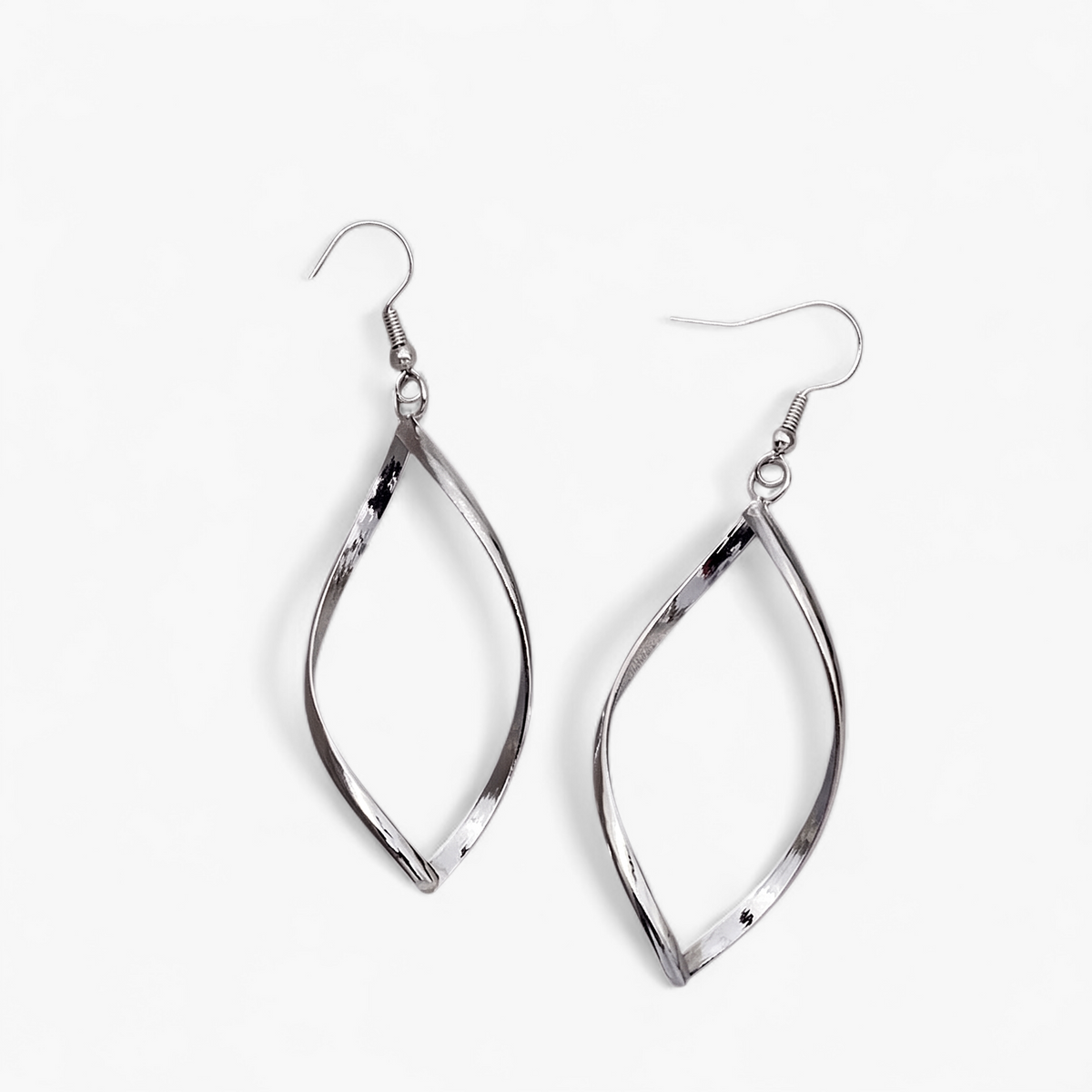 Twisted Wave Dangle Earrings - Silver Twist