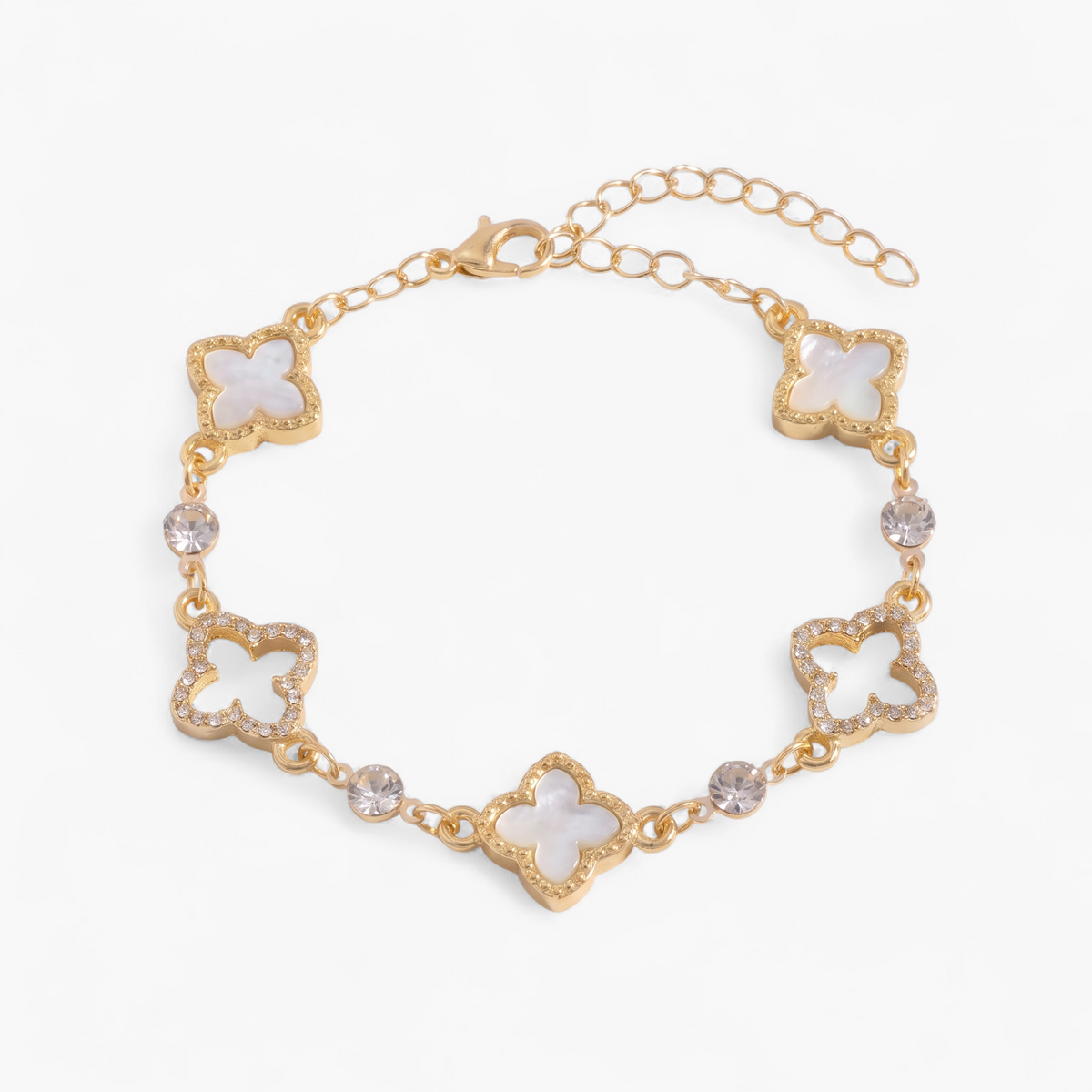 Dainty Clover Charm Bracelet - White