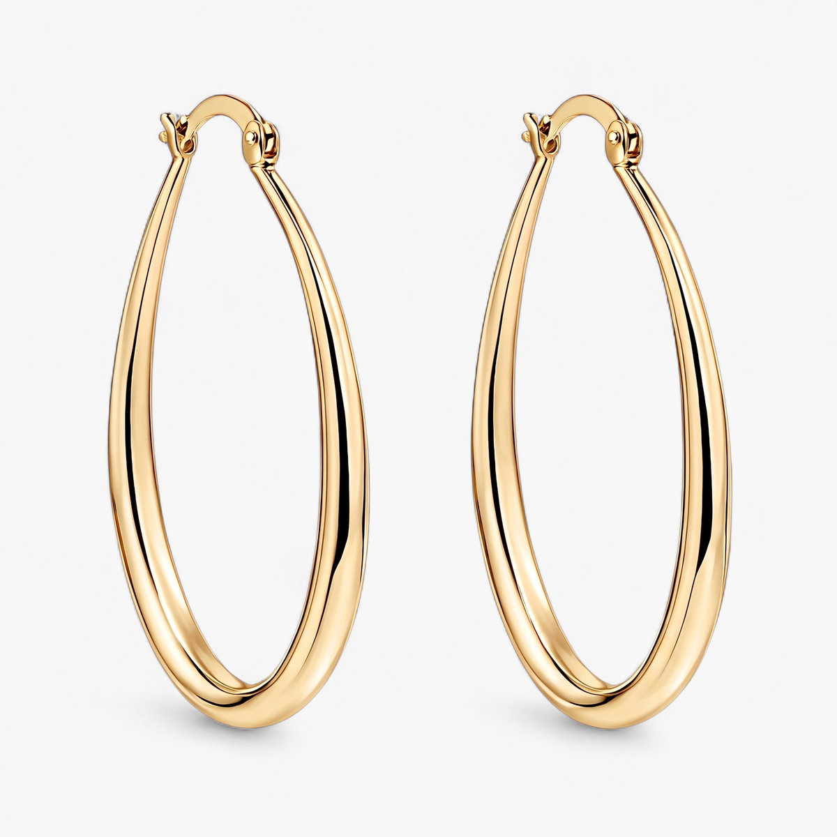 Elongated Oval Leverback Hoop Earrings - Gold